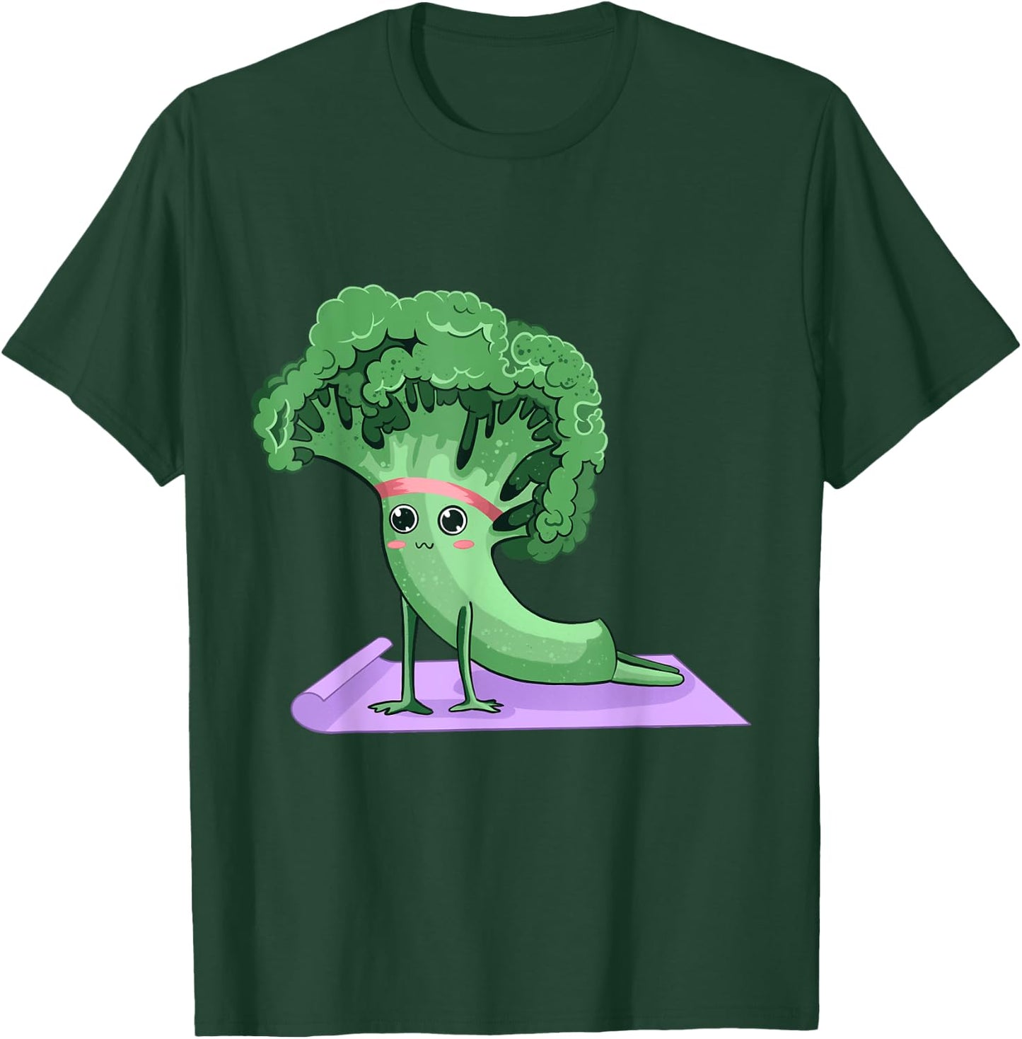Cute Broccoli Yoga Pose Funny Yogi Broccoli Lover T-Shirt - T-Shirt | Forest