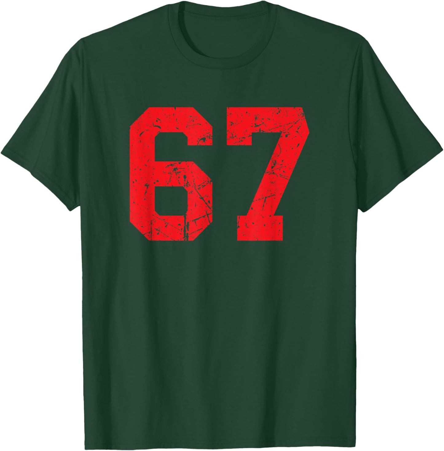 Red Distressed Number 67 T-Shirt - T-Shirt | Forest