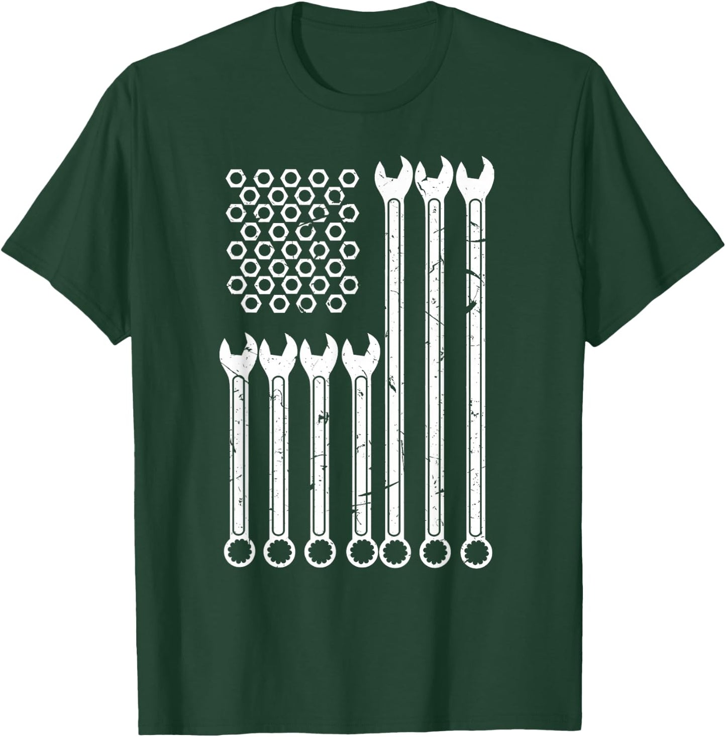 Wrench & Bolt Repairman | Cool Patriotic USA Flag T-Shirt - T-Shirt | Forest