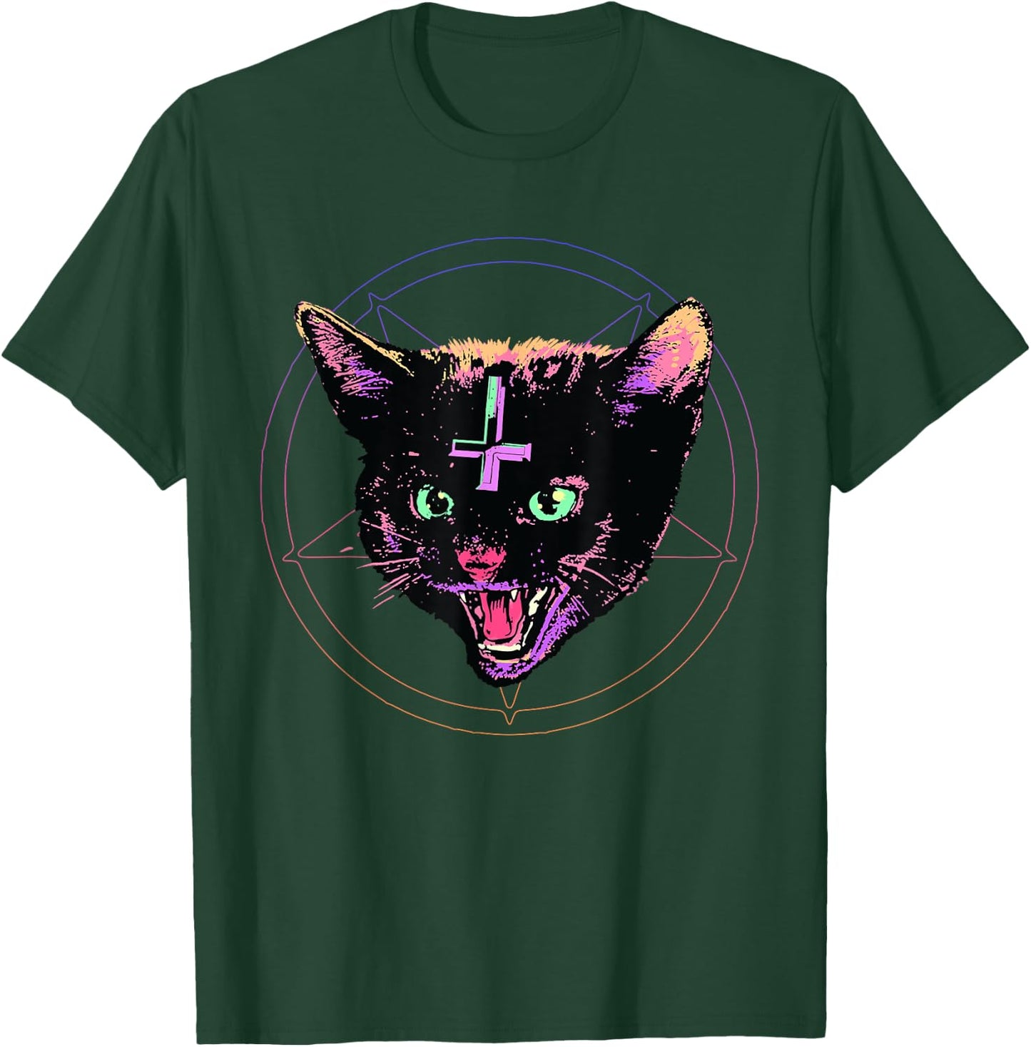 Goth Evil Cat T Shirt Lucipurr Kitten Cult Satanic Cat Lover Men Women T-Shirt - T-Shirt | Forest