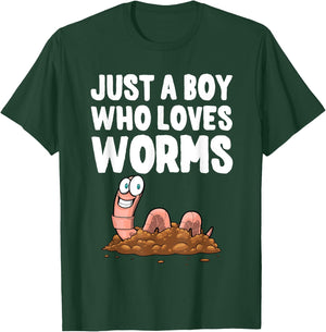 Cool Worm Gifts Love Worms Accessories & Stuff Boys Kids Worm Hunter Worm Farmer Composter T-Shirt - T-Shirt | Forest