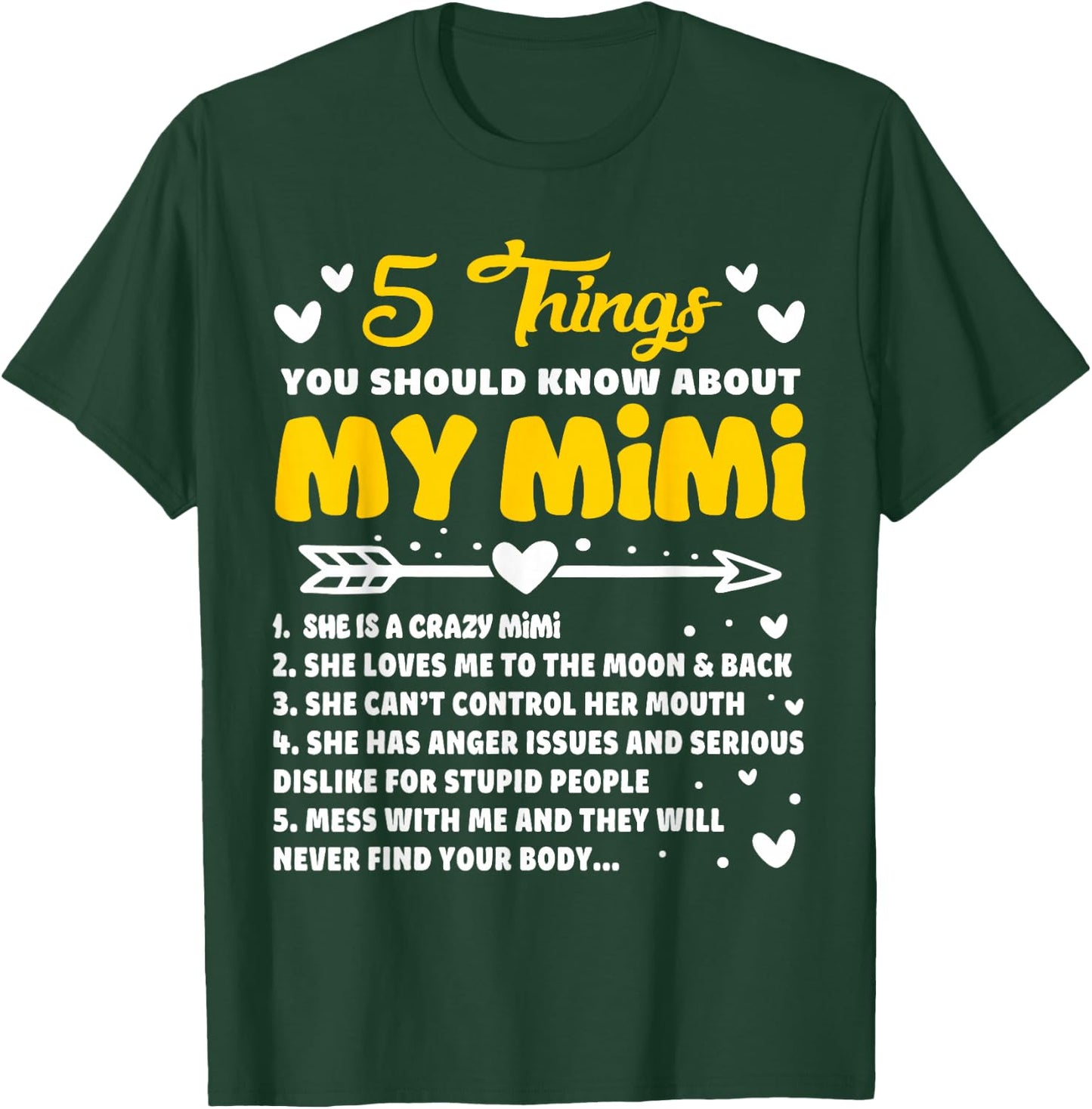 5 Things You Should Know About My Mimi Funny Grandma T-Shirt - T-Shirt | Forest