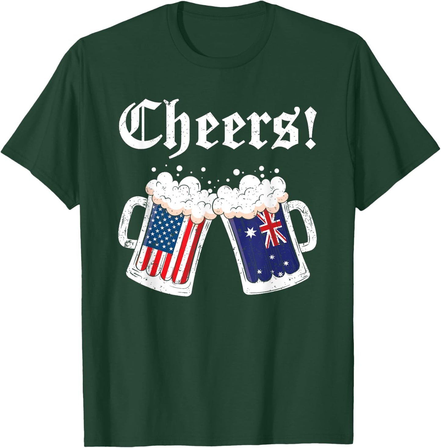 Cheers Shirt Australian American Flag Beer Mug Cheers Women Men T-Shirt - T-Shirt | Forest