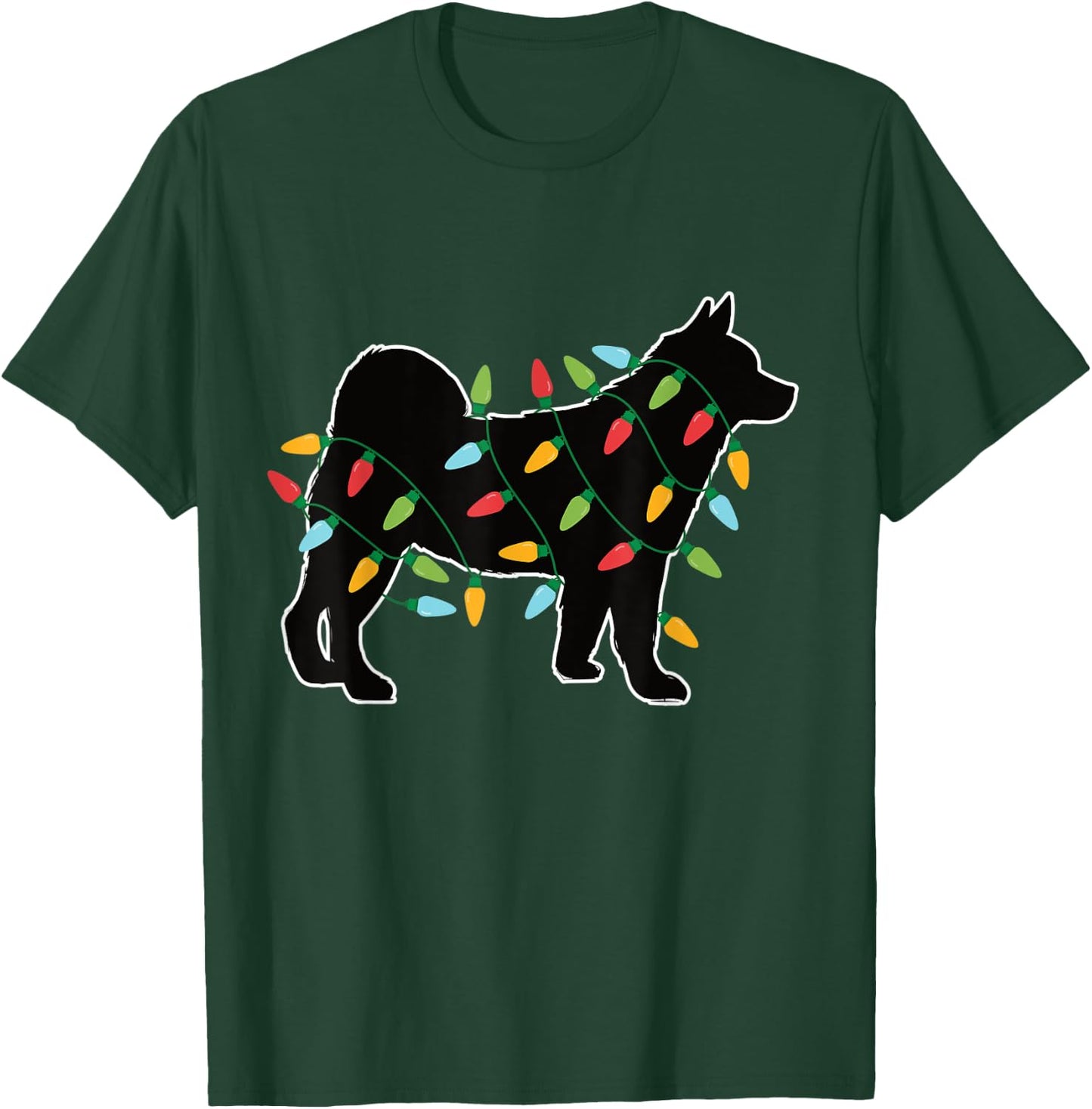 Akita Christmas Lights Christmas Gift Dog Lover Akita T-Shirt - T-Shirt | Forest