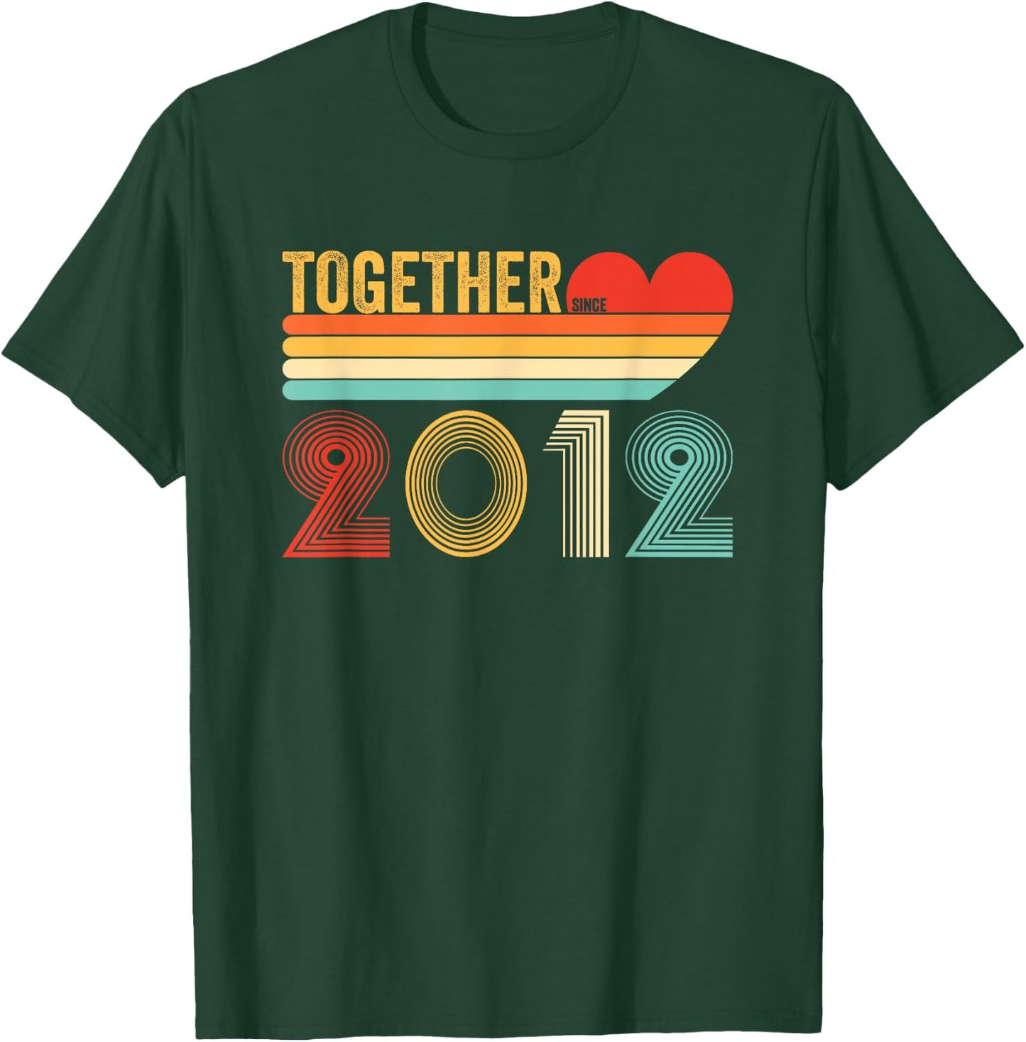 Together Since 2012 Shirt Couple Retro 10th Anniversary T-Shirt - T-Shirt | Forest