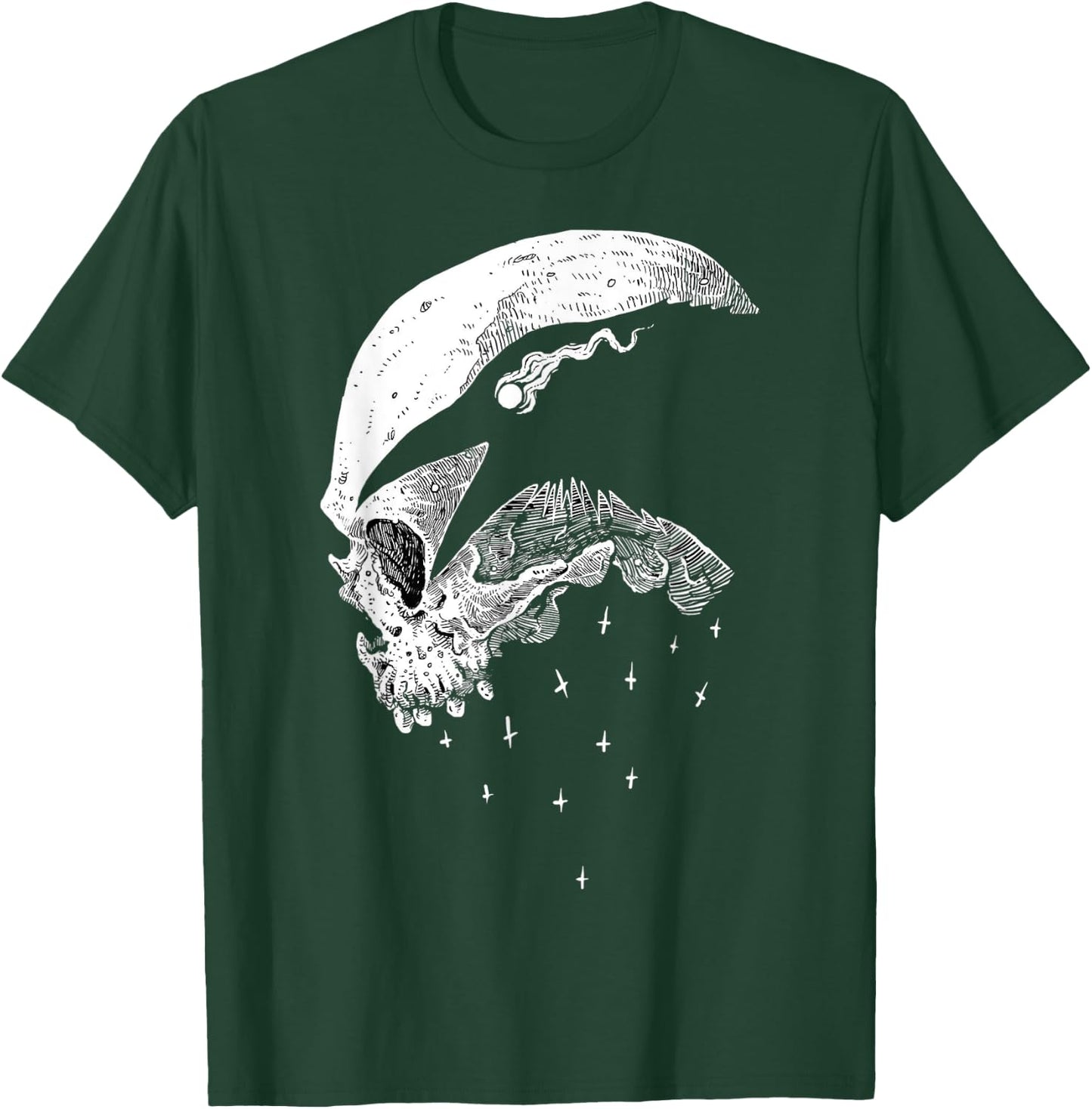 Raven Skull Viking Norse Occult Gothic Pagan Moon Norse Goth T-Shirt - T-Shirt | Forest