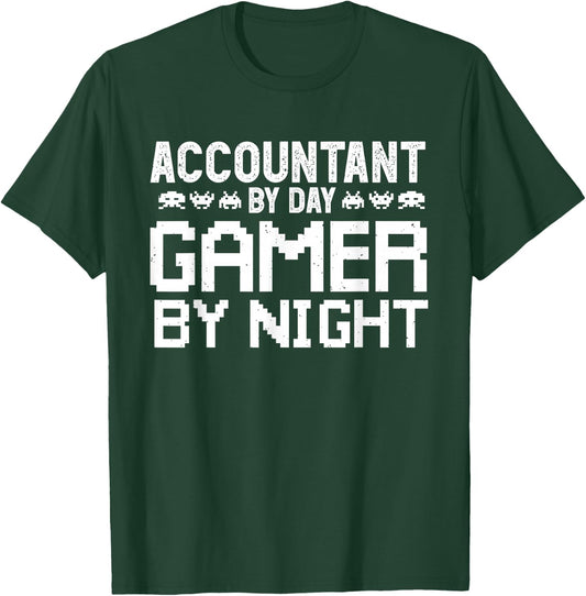 Gaming Accountant by Day Humor for Accounting Gamer T-Shirt - T-Shirt | Forest