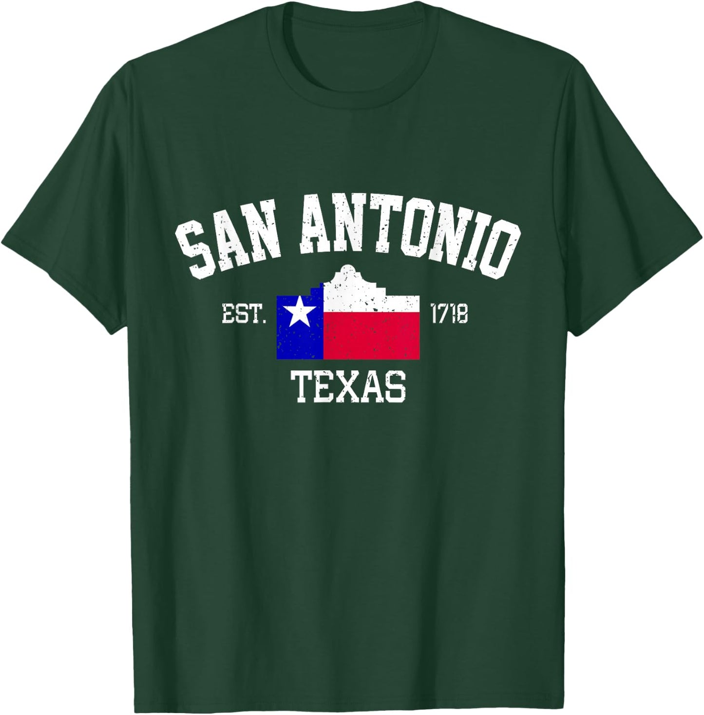 Vintage San Antonio The Alamo Texas Flag T-Shirt - T-Shirt | Forest