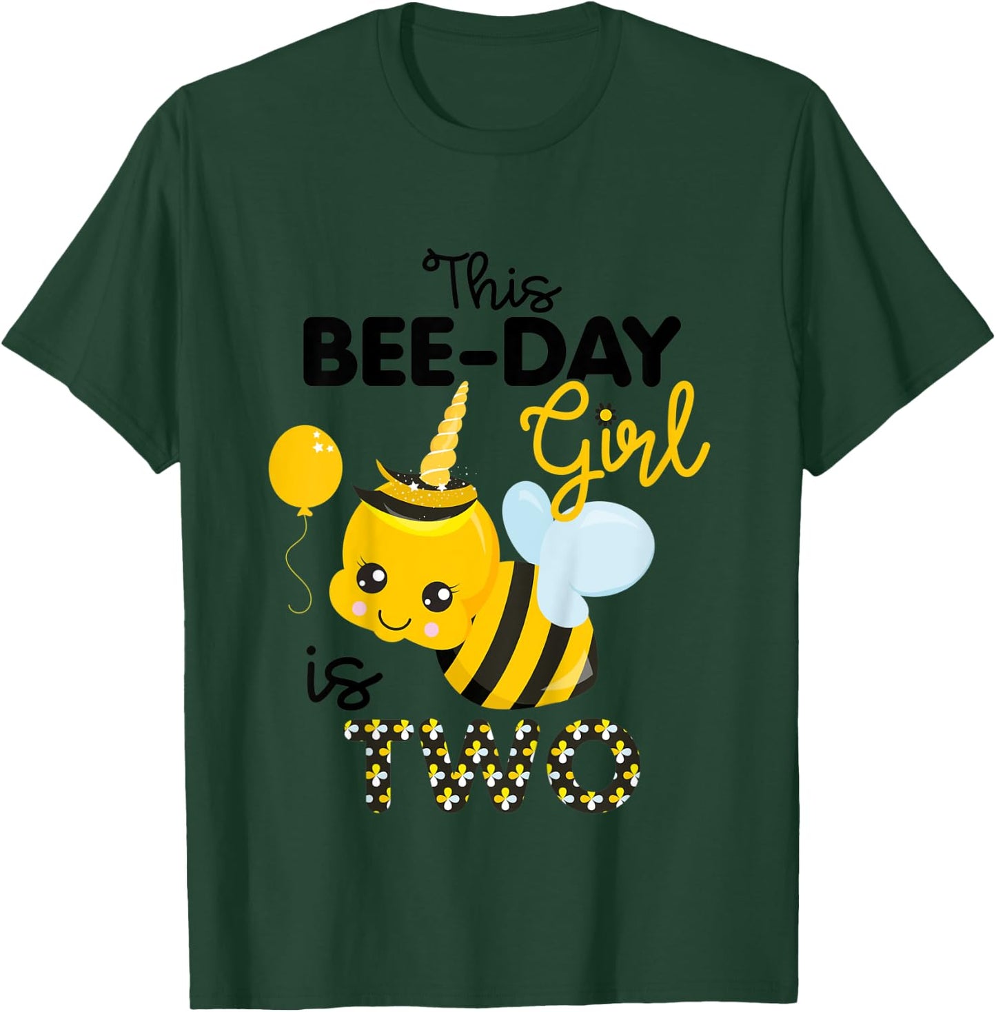 Kids 2nd Birthday Girl Bee Themed 2 Year Old Bday Matching Party T-Shirt - T-Shirt | Forest