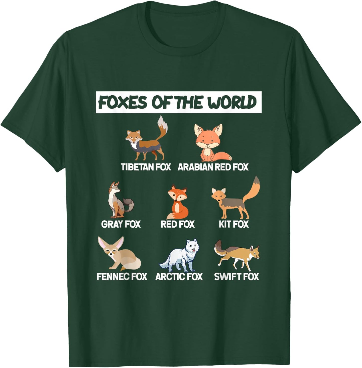 Foxes Of The World Types of Fox Lovers Gifts T-Shirt - T-Shirt | Forest