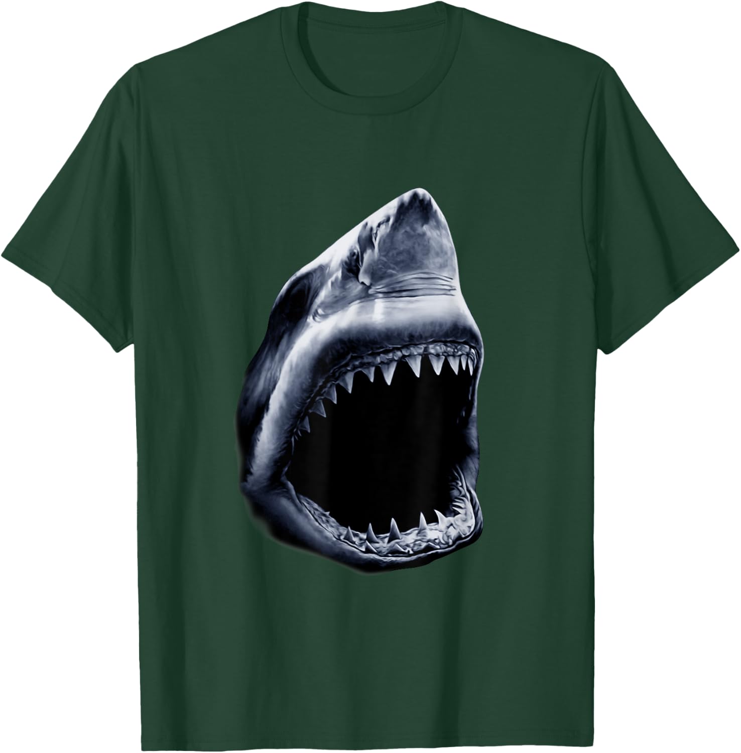 Great Shark Face Graphic Ocean Bite Lover Giant White Fish T-Shirt - T-Shirt | Forest