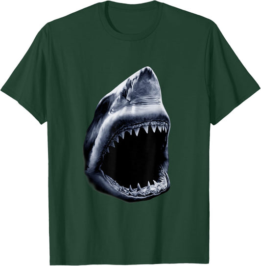 Great Shark Face Graphic Ocean Bite Lover Giant White Fish T-Shirt - T-Shirt | Forest