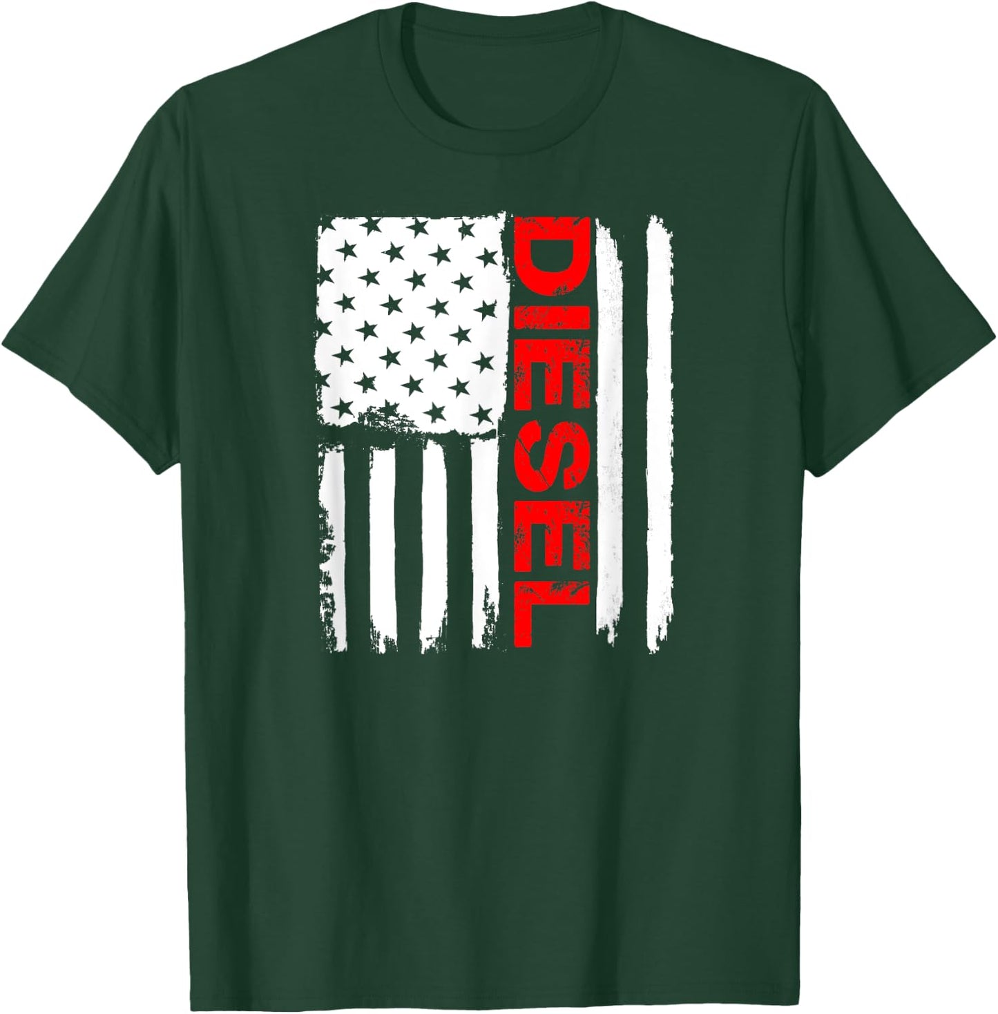 Diesel American Flag USA T Shirt Mechanic Trucker Gift T-Shirt - T-Shirt | Forest
