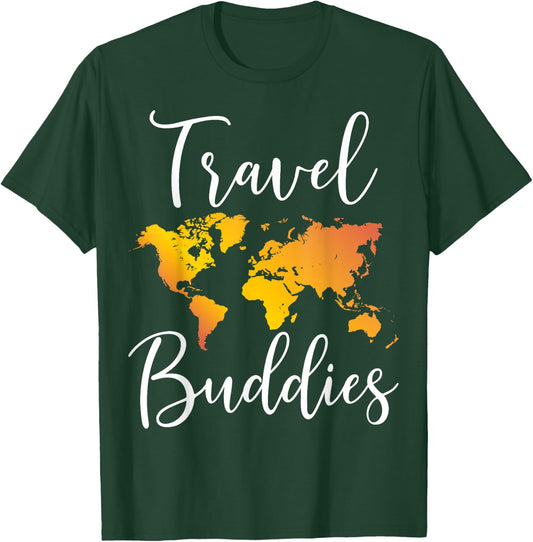 Travel Buddies Matching Couple Traveler Adventure T-Shirt - T-Shirt | Forest