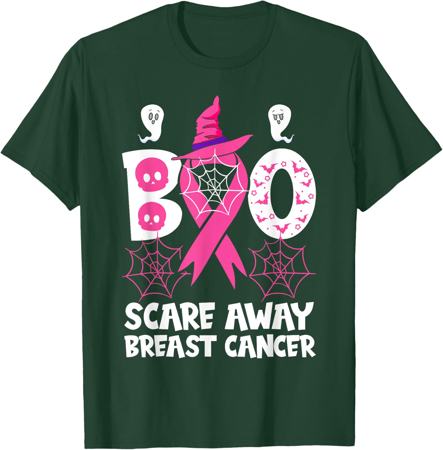 Breast Cancer Halloween Party Pink Ribbon Witch Survivor T-Shirt - T-Shirt | Forest