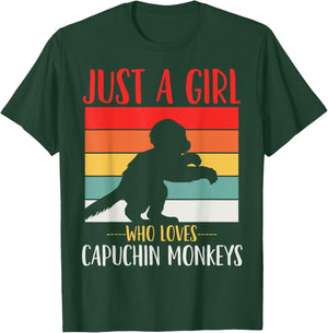 Just a Girl Who Loves Capuchin Monkeys Retro T-Shirt - T-Shirt | Forest