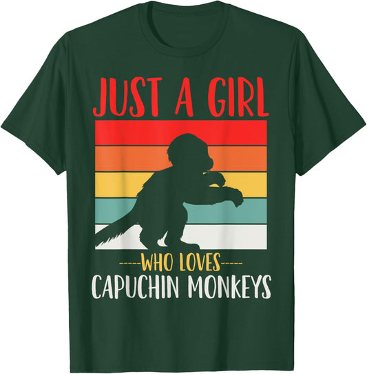 Just a Girl Who Loves Capuchin Monkeys Retro T-Shirt - T-Shirt | Forest