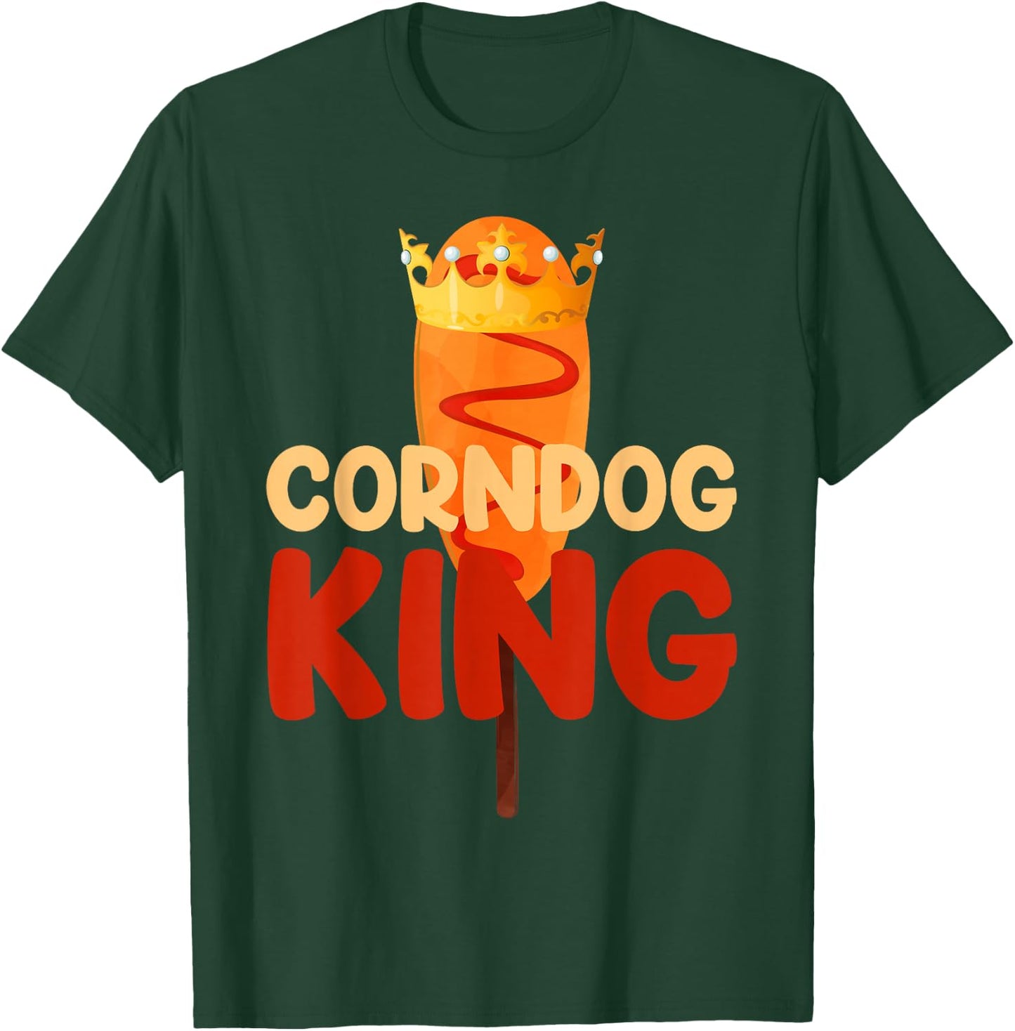 Corn Dog King Funny Corndog Hot Dog Sausage Stick men kids T-Shirt - T-Shirt | Forest