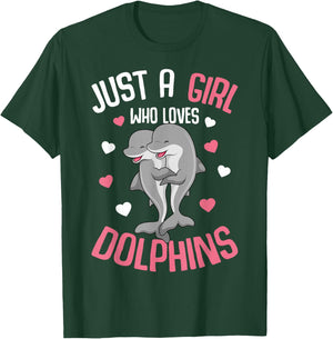 Just A Girl Who Loves Dolphins Kids Girls Dolphin T-Shirt - T-Shirt | Forest