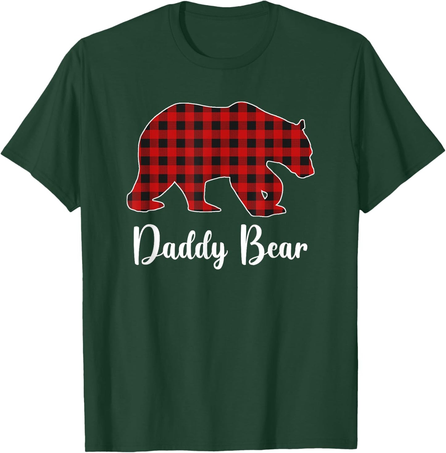 Red Plaid Bear Christmas Pajama Daddy Matching Family Dad T-Shirt - T-Shirt | Forest