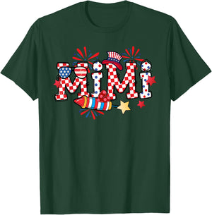 Mimi Sunglasses USA Flag Fireworks Patriotic 4th Of July T-Shirt - T-Shirt | Forest