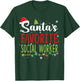 Santa's Favorite Social Worker Christmas Santa Hat Lights T-Shirt - T-Shirt | Forest