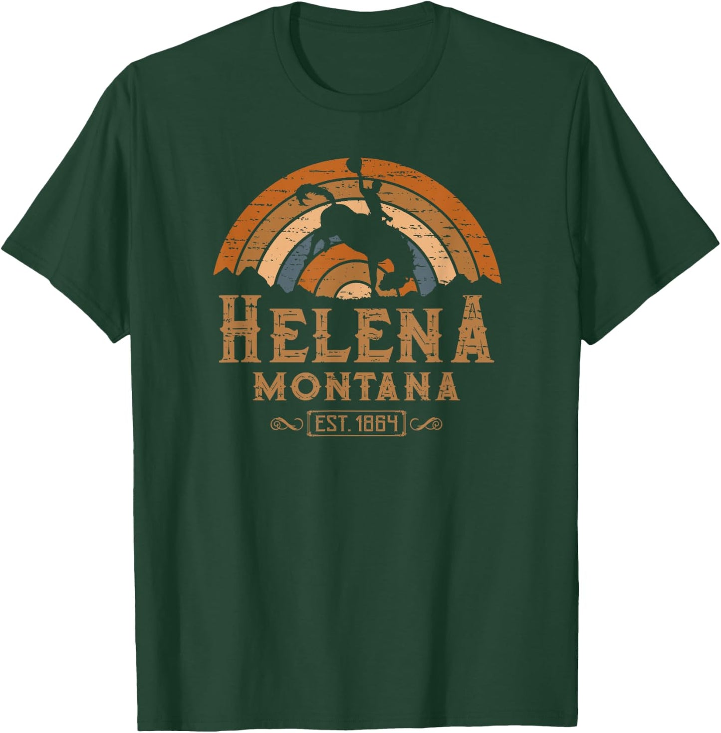 Helena Montana MT Retro Style Rodeo Cowboy T-Shirt - T-Shirt | Forest