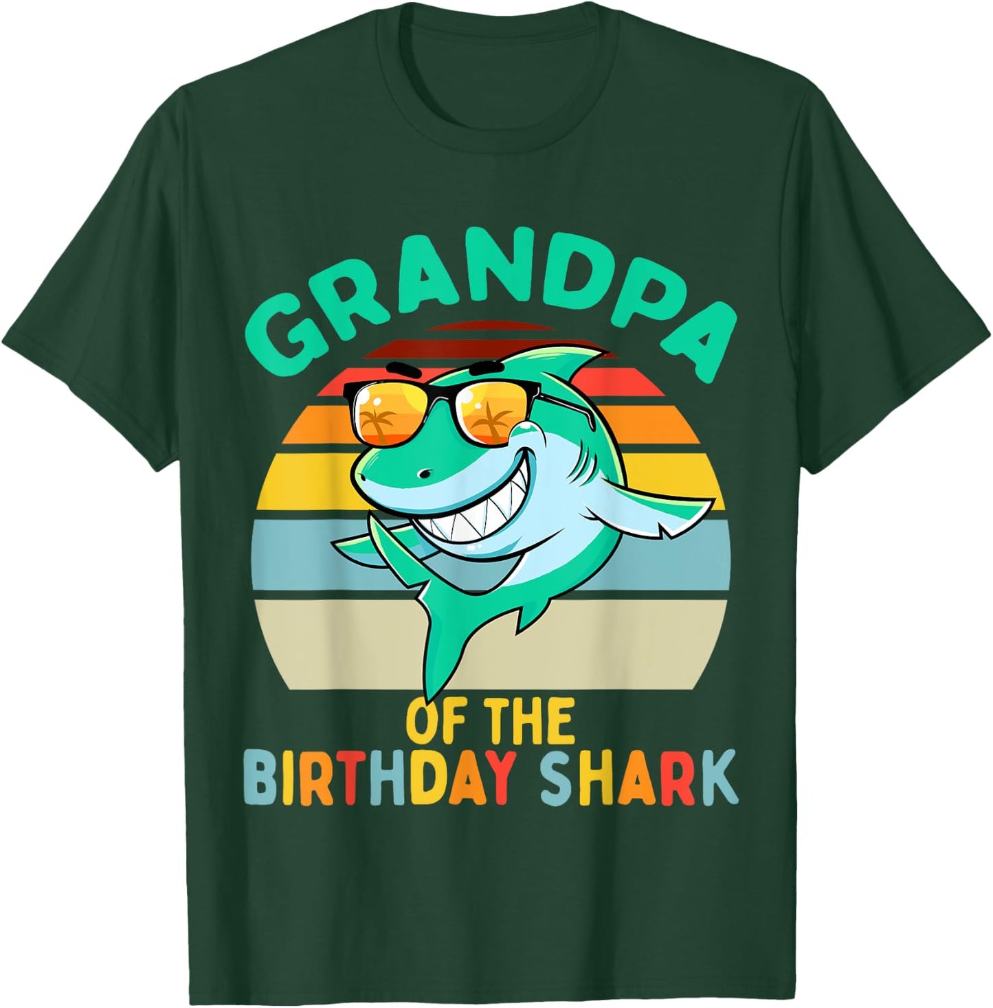 Grandpa Matching Family Shark Birthday T-Shirt - T-Shirt | Forest