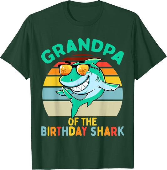 Grandpa Matching Family Shark Birthday T-Shirt - T-Shirt | Forest