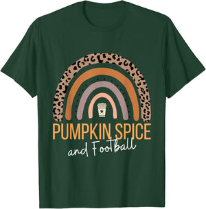 Pumpkin Spice and Football Boho Fall T-Shirt - T-Shirt | Forest