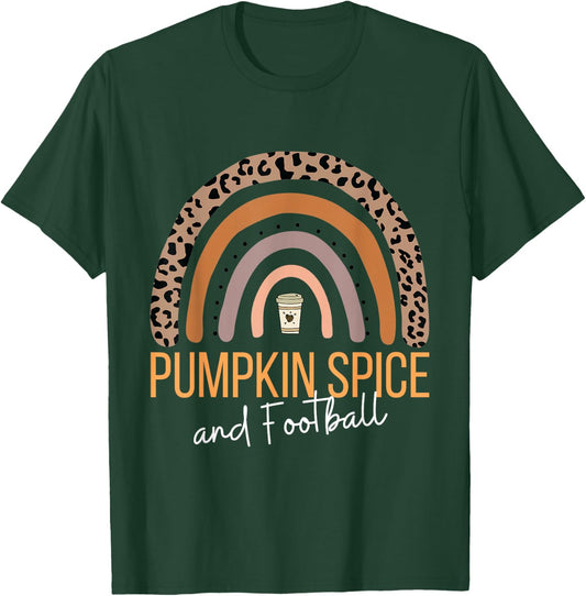 Pumpkin Spice and Football Boho Fall T-Shirt - T-Shirt | Forest