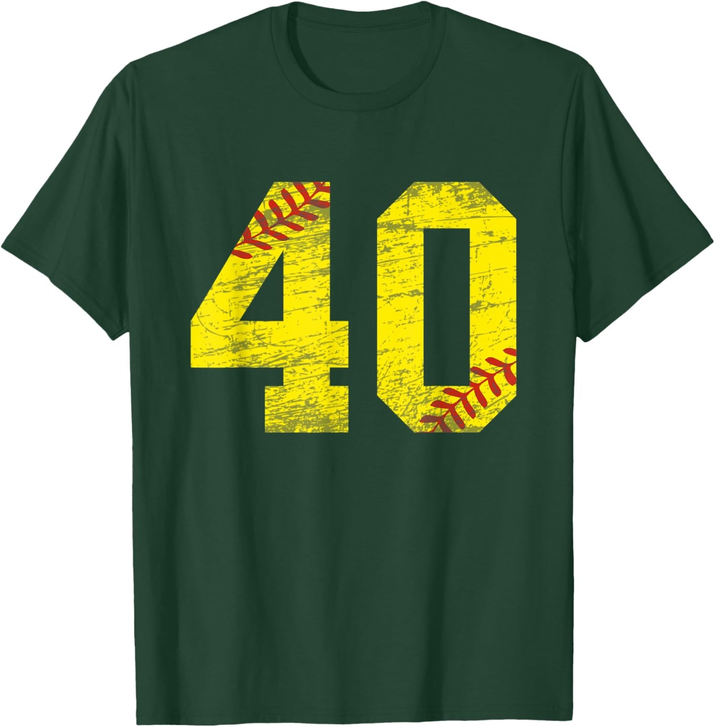 Softball Number #40 Softball Lover Vintage Retro T-Shirt - T-Shirt | Forest