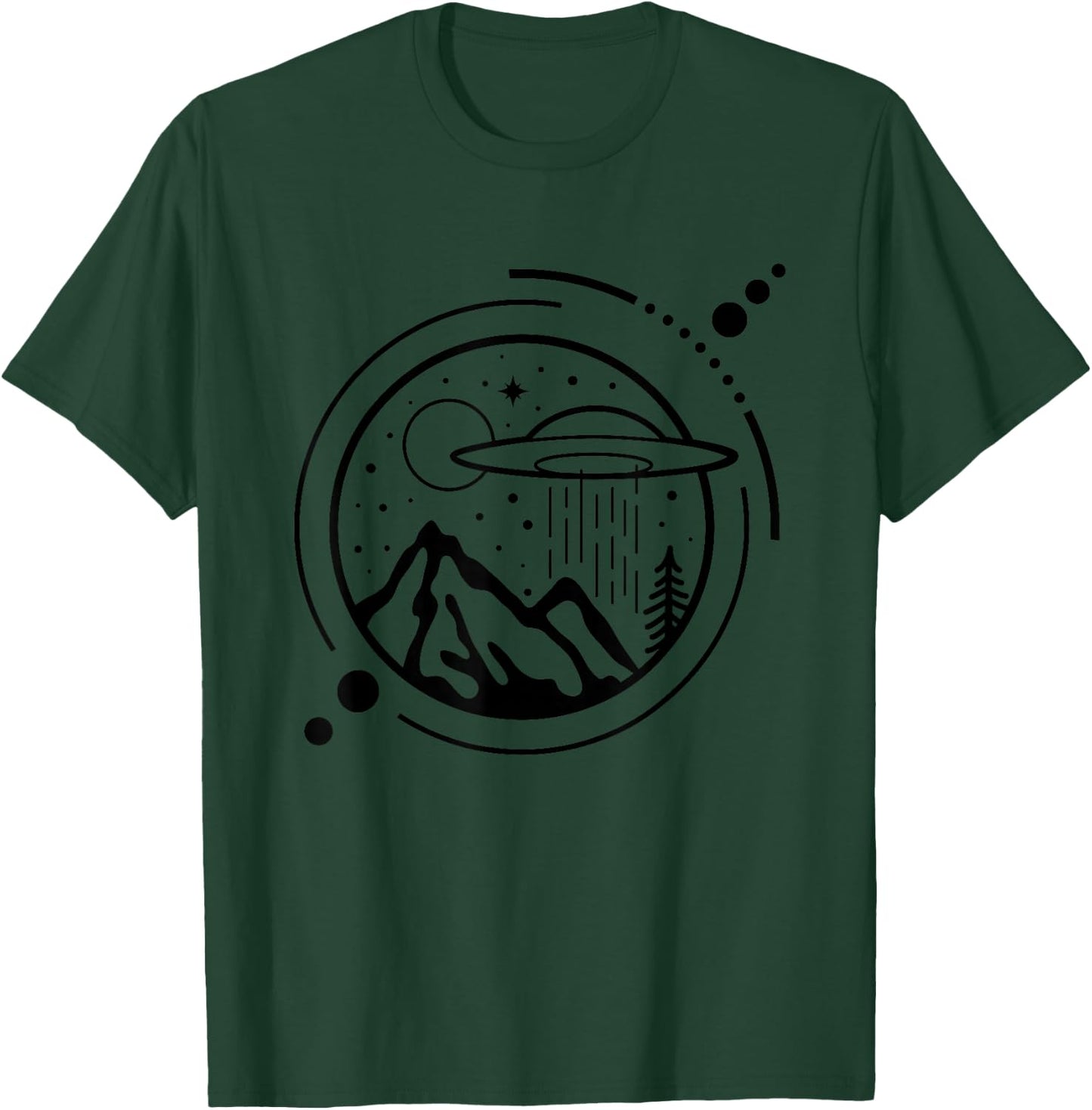 Simple Area 51 Minimal UFO Tattoo Line Art UFO T-Shirt - T-Shirt | Forest