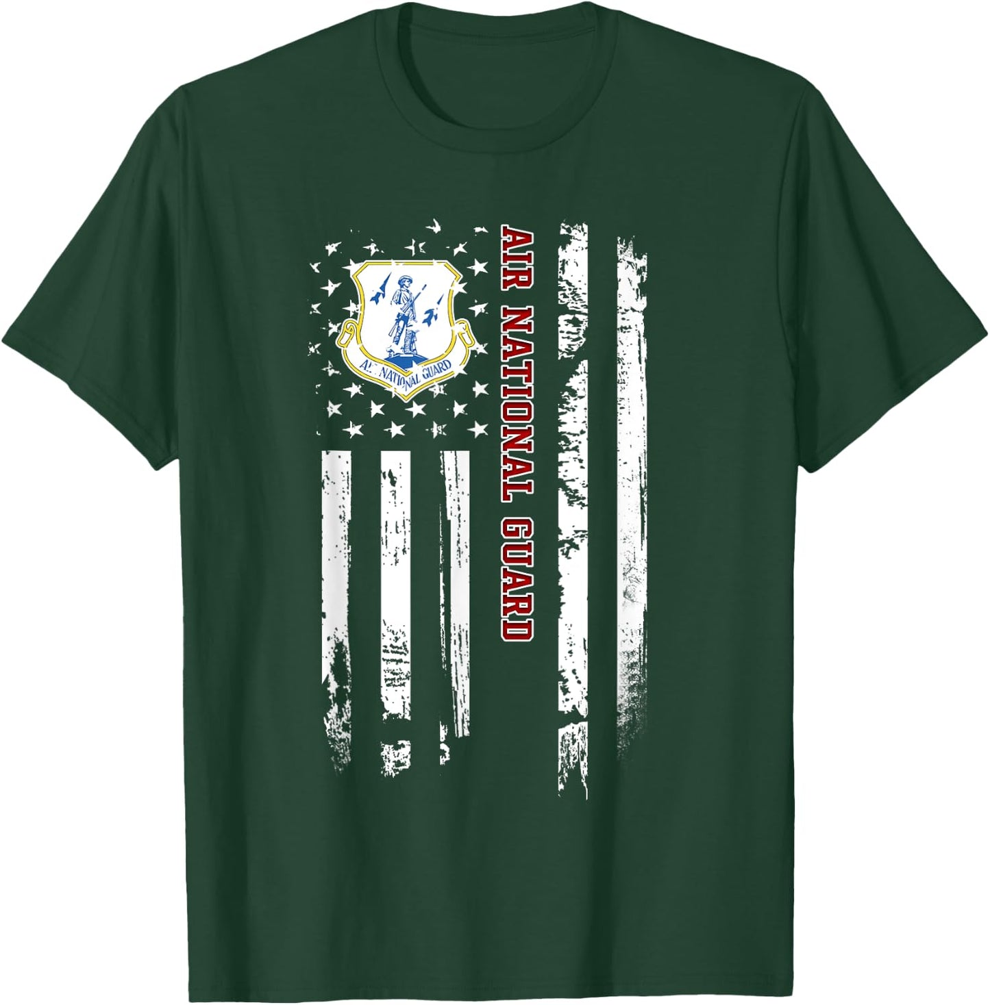 Air National Guard Veteran USA Flag Veterans Day Christmas T-Shirt - T-Shirt | Forest