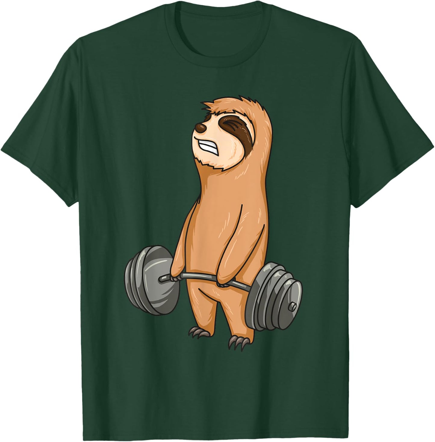 Baby Sloth Weight Lifting Fitness Motivation Workout T-Shirt - T-Shirt | Forest