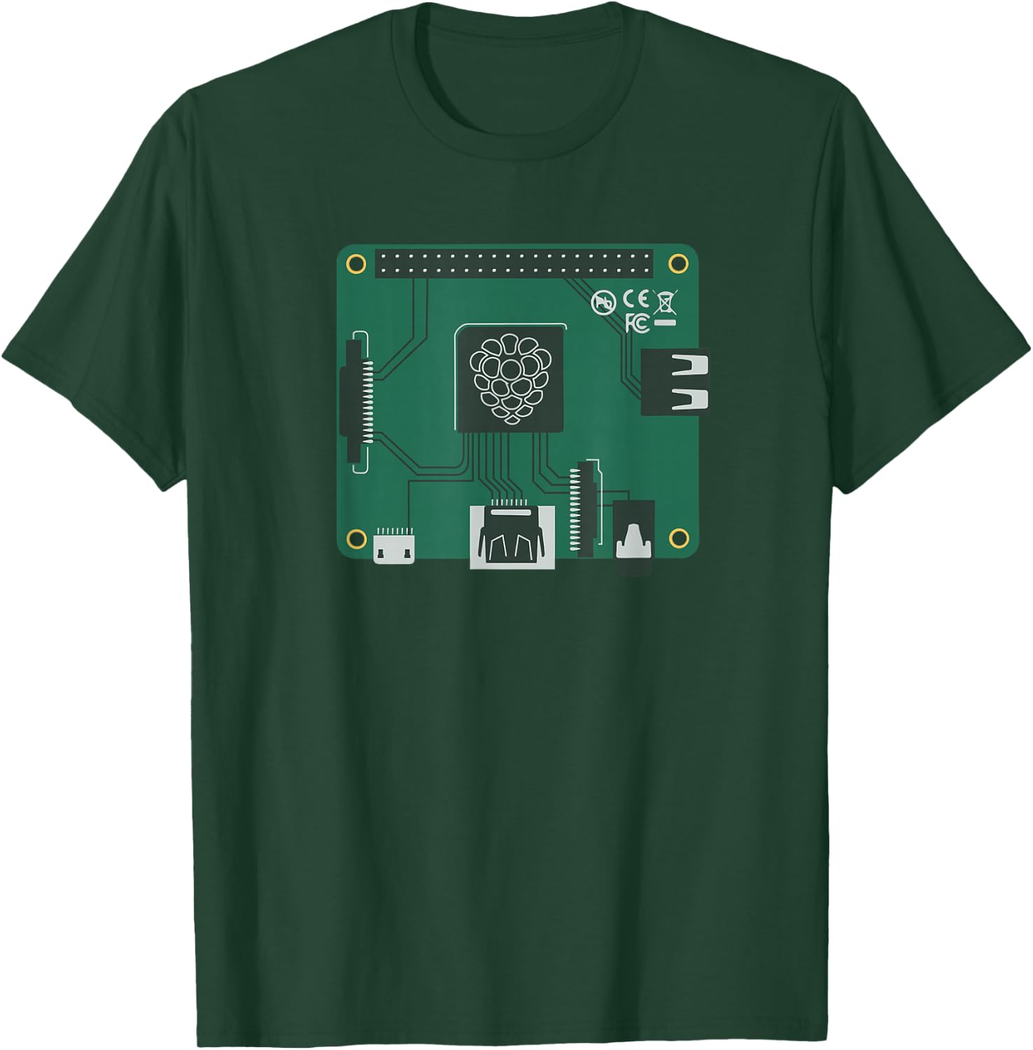 Green Raspberry Pi (Micro Computer Design) T-Shirt - T-Shirt | Forest