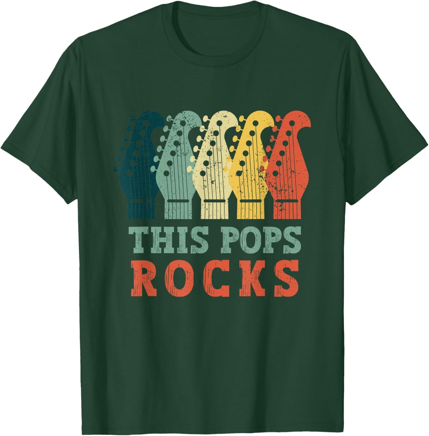 This Pops Rocks Guitar Vintage Fathers Day Retro Music Lover T-Shirt - T-Shirt | Forest