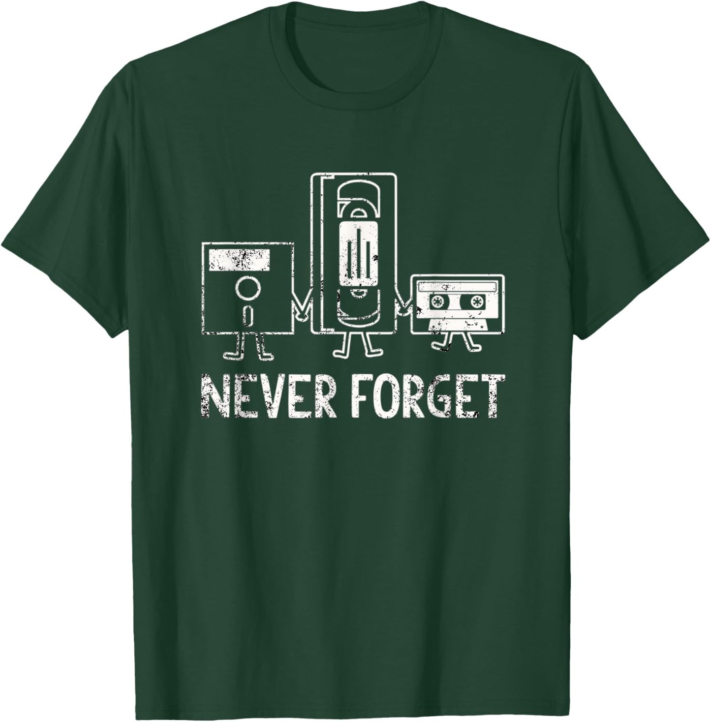 Never Forget Cassette Floppy Disc Tape Retor Humor Meme T-Shirt - T-Shirt | Forest