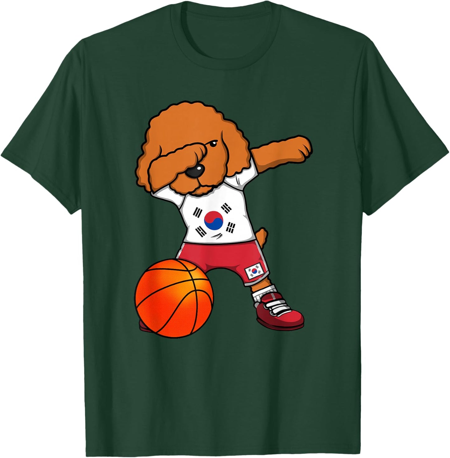 Dabbing Poodle South Korea Jersey Korean Basketball Fans T-Shirt - T-Shirt | Forest