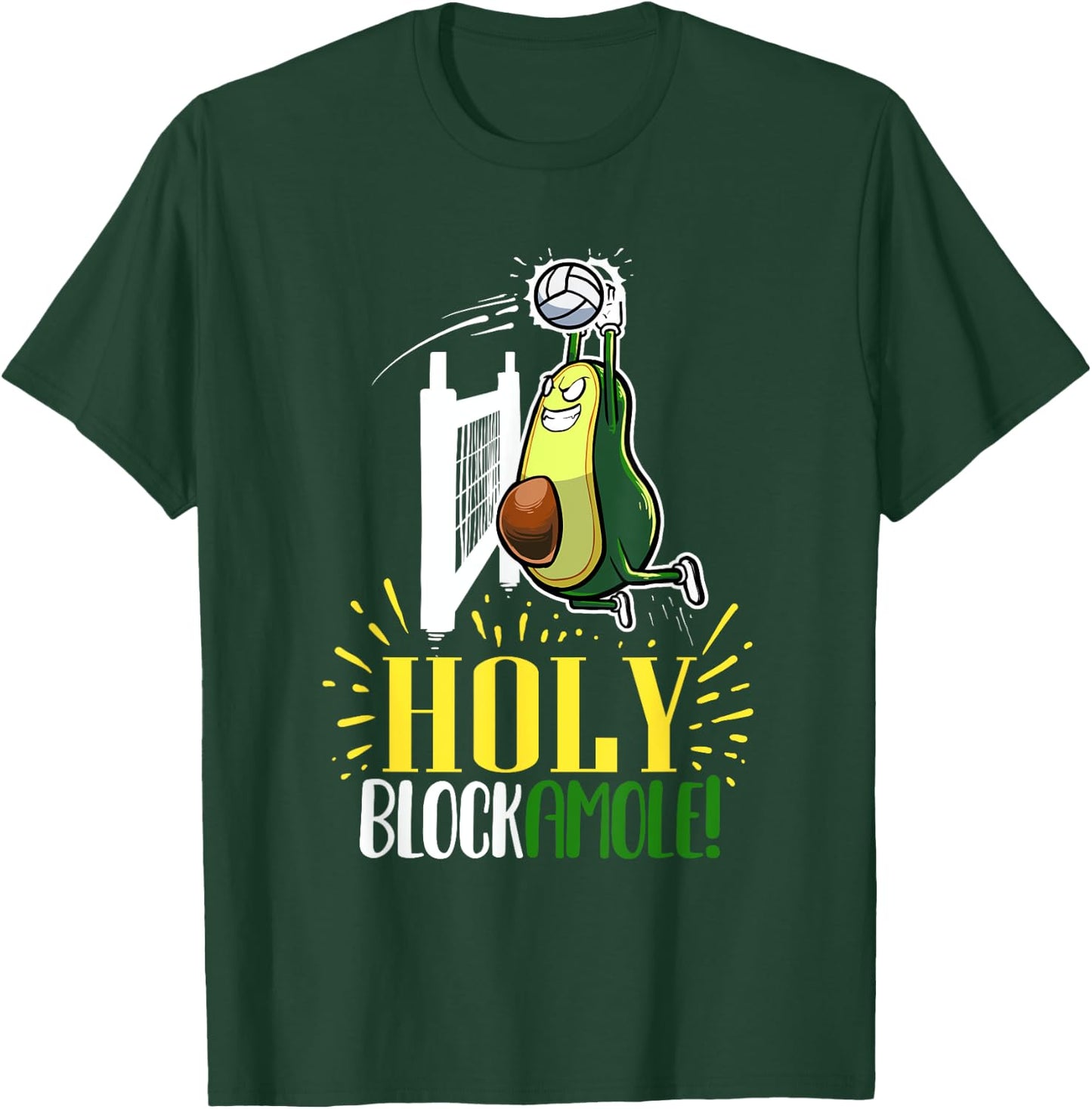 Holy Blockamole Funny Avocado Beach Volleyball T-Shirt - T-Shirt | Forest