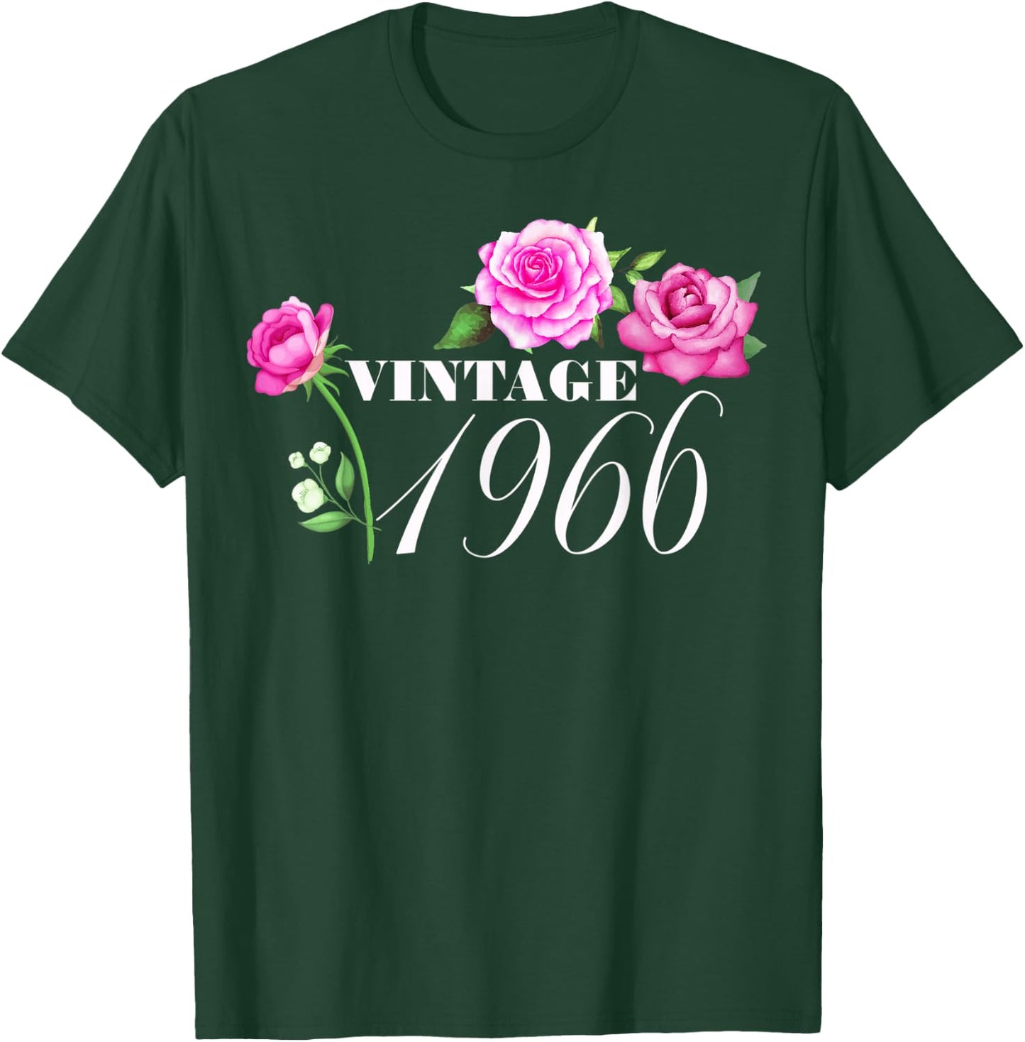 Vintage 1966 56 Years Old Flowers Birthday Gifts T-Shirt - T-Shirt | Forest
