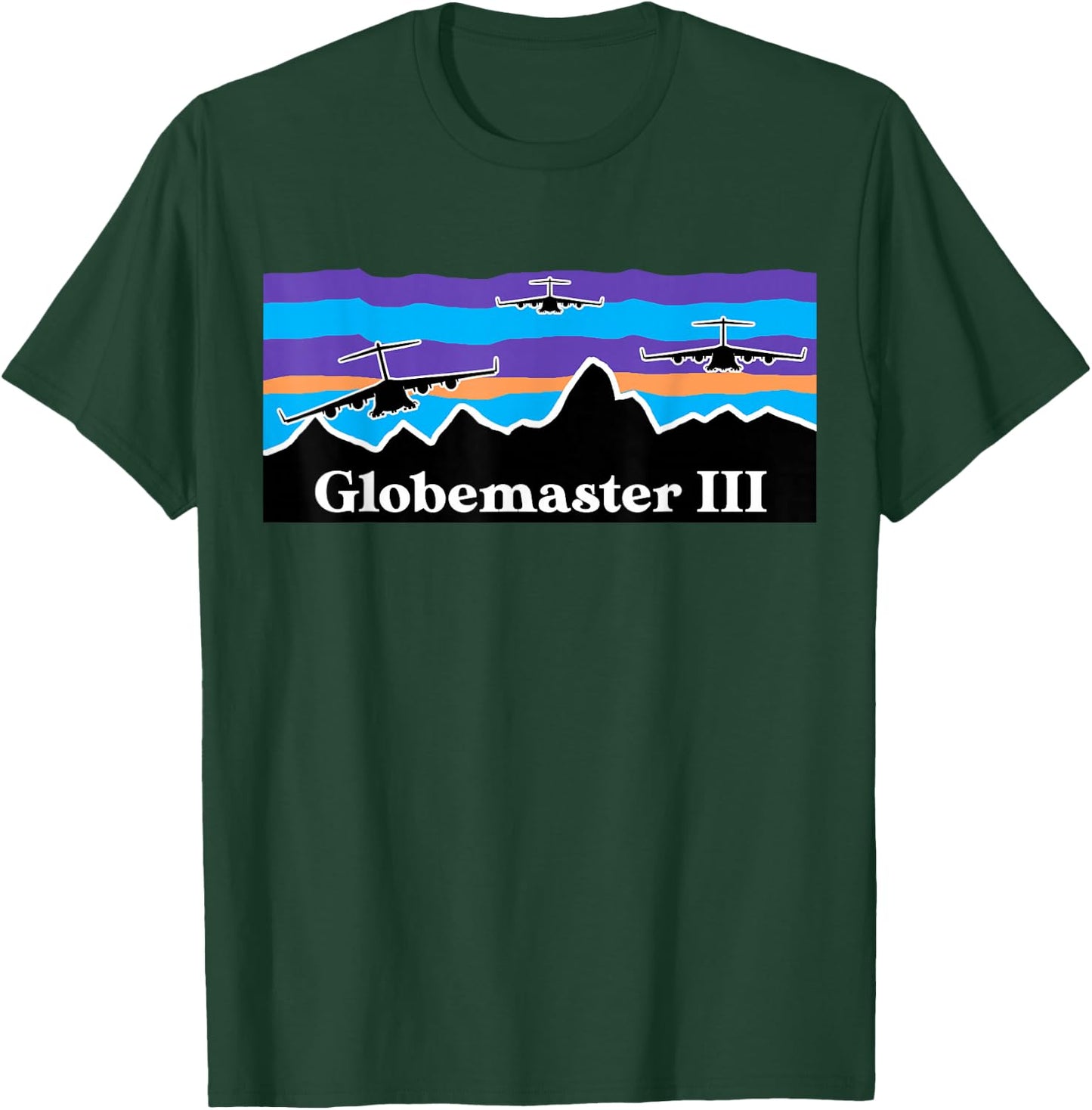 Mountain Airdrop Globemaster III Cargo Airplane T-Shirt - T-Shirt | Forest