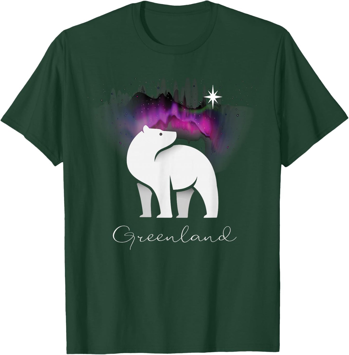 Greenland Northern Lights Arctic Polar Bear Souvenir T-Shirt - T-Shirt | Forest