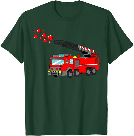 Loads Of Love FireTruck Valentine Day - Firefighter T Shirt T-Shirt - T-Shirt | Forest