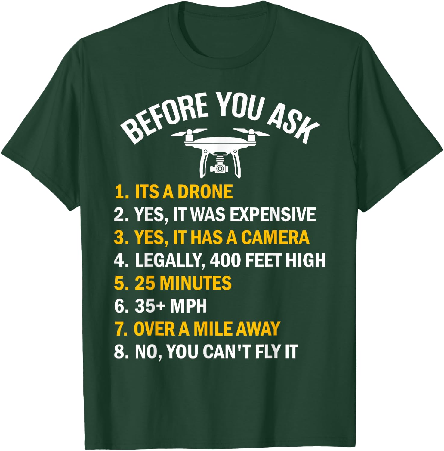 "Before You Ask" Funny Drone Design T-Shirt - T-Shirt | Forest