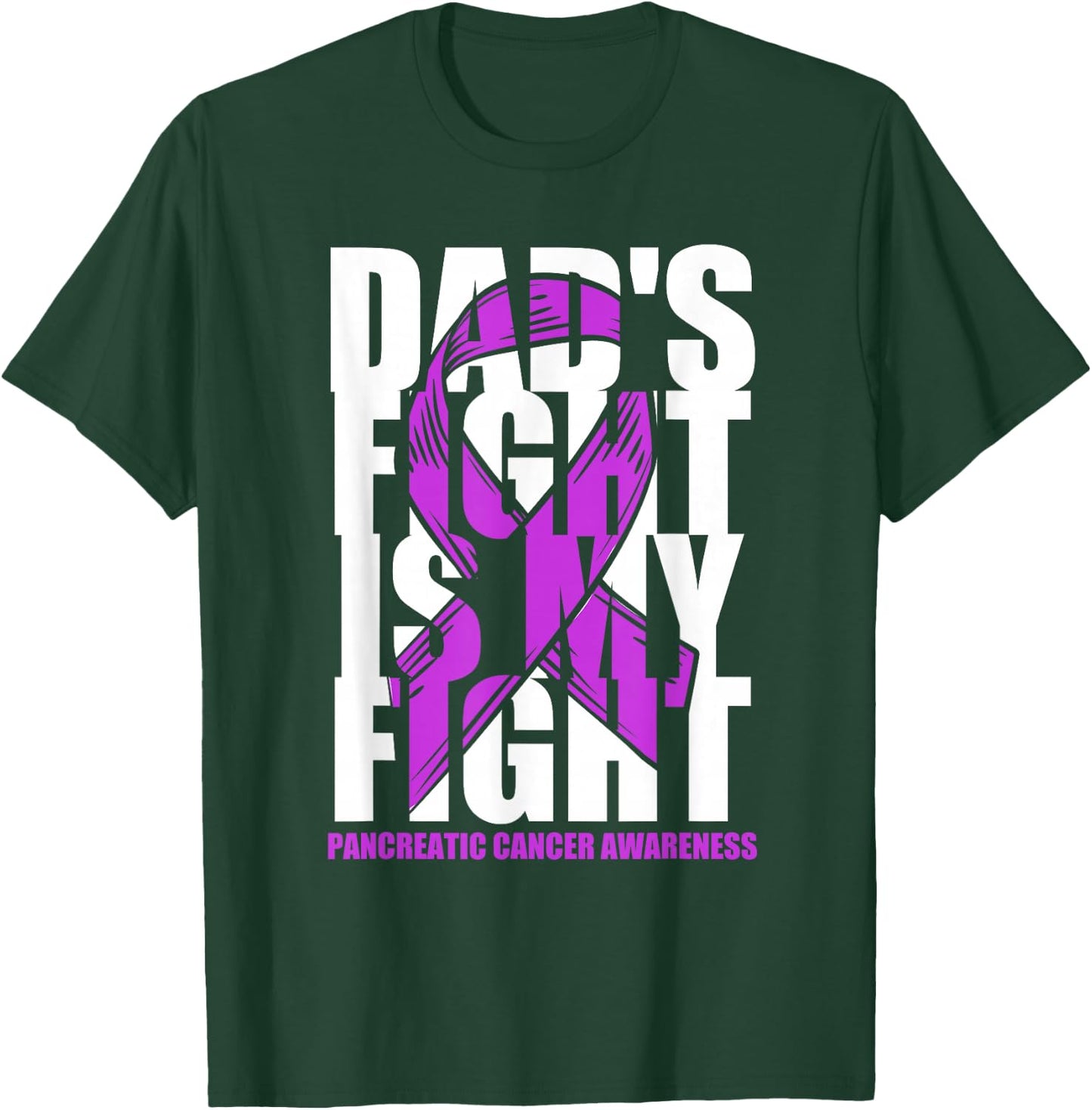 Pancreatic Cancer Awareness Purple Ribbon Dad's Fight Gift T-Shirt - T-Shirt | Forest