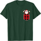 Santa Claus In Red & Black Buffalo Plaid Pocket Christmas T-Shirt - T-Shirt | Forest