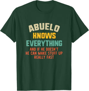 Abuelo Knows Everything Vintage Grandpa Funny T-Shirt - T-Shirt | Forest