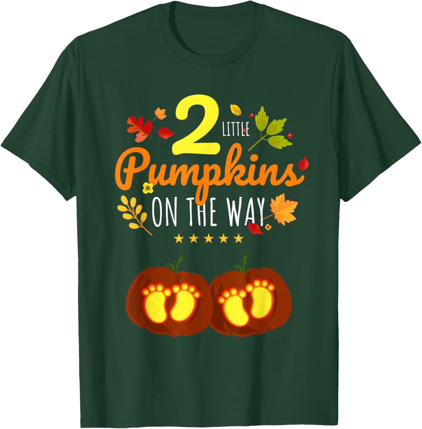 Twins Halloween Pregnancy Shirt Cute Twins Pumpkin Pregnant T-Shirt - T-Shirt | Forest