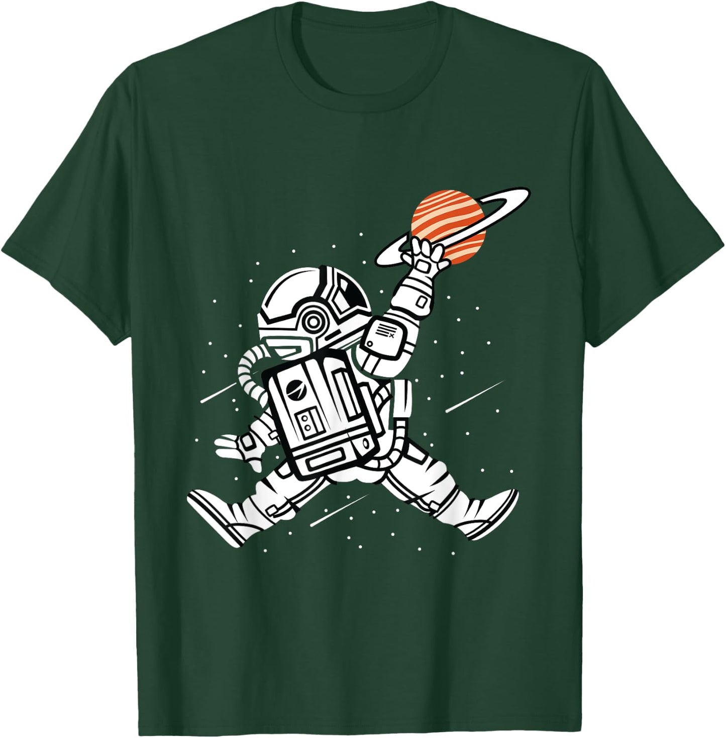 Astronaut Dunking Saturn Basketball in Space T-Shirt - T-Shirt | Forest